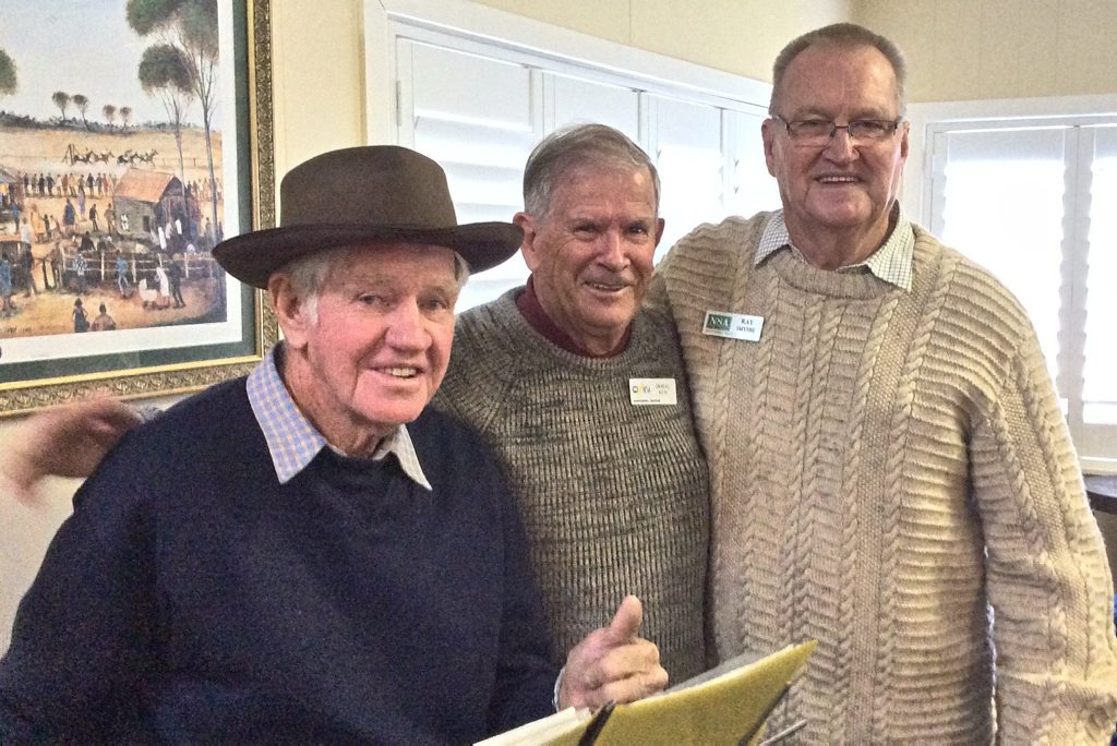 Camp Oven King Ned Winter with National Seniors' Doug Reis and Ray Smythe. Camp Oven King Ned Winter with National Seniors' Doug Reis and Ray Smythe.
